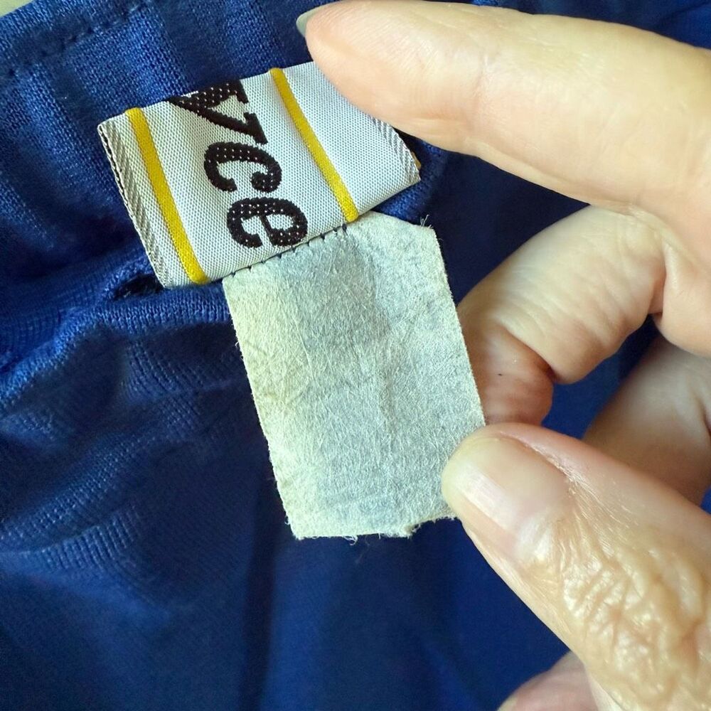 Vintage 70s 2pc Blue White Wide Leg High Rise Pants Crop Top S M 4 6 - Picture 10 of 16